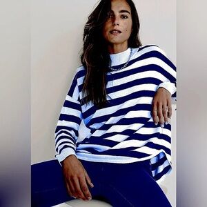 NWOT Madewell Ashbury Striped Navy Sweater